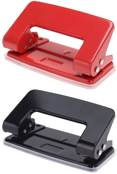 Perforator Klein 2-gaats — Rood, compact bureauperforator