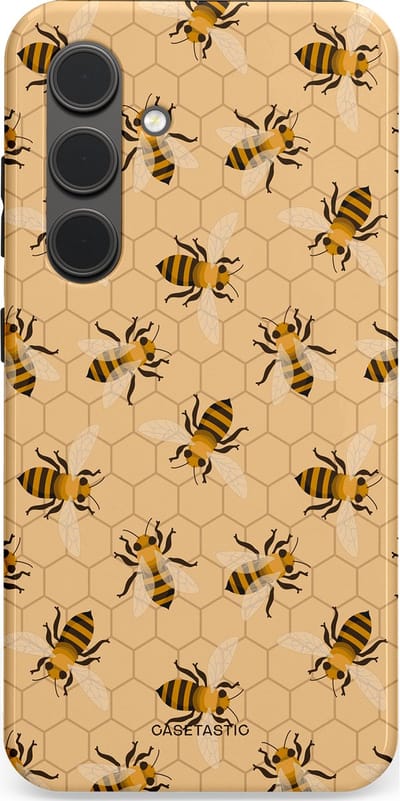 Casetastic Hoesje Geschikt voor Samsung S24 - Stijlvolle Beschermende Duo-layer Case - Zomer Bijen Look