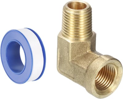 Messing Slangkoppelingen 1/8 inch NPT Mannelijk x 1/8 inch NPT Vrouwelijk, 90 Graden Schroefverbinding voor Gas, Lucht en Olie