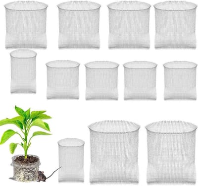 Wortelbescherming voor planten en fruitbomen - Set van 12 stuks - Roestvrij staal - 4 maten - Bescherming tegen woelmuizen - Wortelbescherming voor bomen en bloemen - Duurzame plantenmanden.