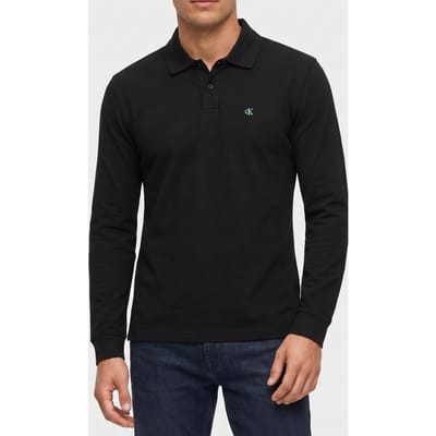Calvin Klein Ls Casual Pique Polo Black Taglia: S | Maglie a manica lunga Outlet | Uomo | Nero