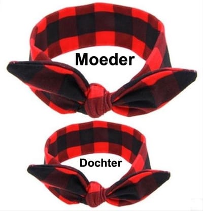 CHPN - Haarbanden - Moeder dochter Haarbanden - Twinnen met je kind - Hippe haarband voor mama en dochter - Rood geblokt - Leuk cadeautje - Moederdag - Matching haarbanden