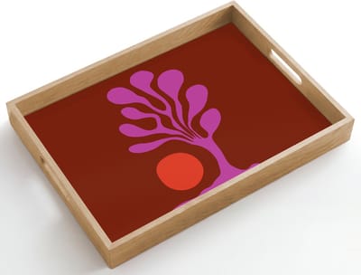 Dienblad hout 50x35 cm - Schootdienblad - Boom - Paars - Cirkel - Vloeiend - Borrelplank rechthoek - Plateau dienbladen