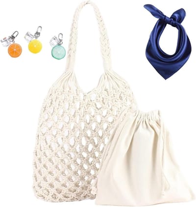 Gehaakte Tas - Zomerstrand Tas - Casual Gebruik - Met Sleutelhangers - 1x1x1 cm - Gebreid