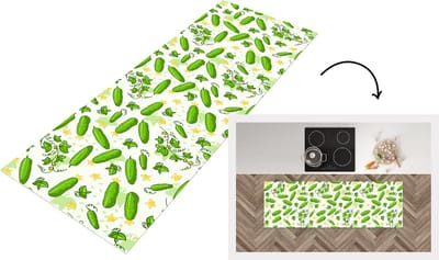 Keukenloper - Loper keuken - Komkommer - Groente - Patronen - 150x50 cm - Keukenloper vinyl