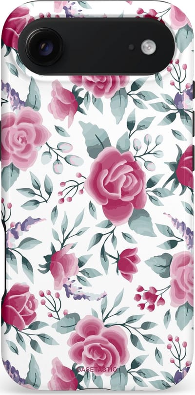 Casetastic hoesje geschikt voor Apple iPhone Air - MagSafe - Dubbellaagse bescherming - Paarse Bloem Pracht - Fashion Case - Wit Lichtgrijs Lichtroze Lila