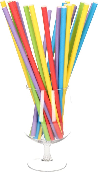 Conpax papieren drinkrietjes - gekleurd - 100x stuks - serie Pure - kinderen en volwassenen - cocktails