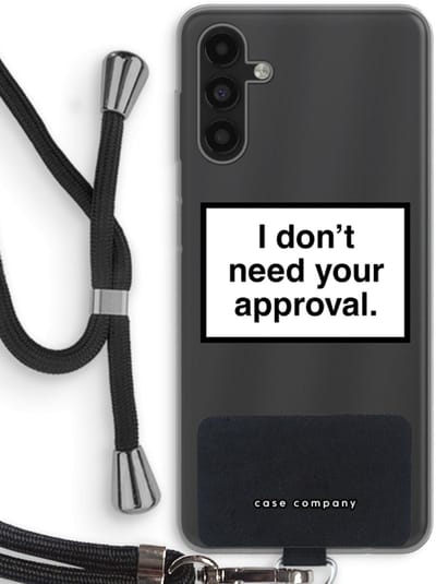 Case Company® - Hoesje met koord geschikt voor Samsung Galaxy A13 5G hoesje met Koord - Don't need approval - Telefoonhoesje met Zwart Koord - Bescherming aan alle Kanten en Over de Schermrand