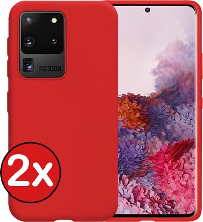 Hoesje - 2 Stuks - Geschikt voor Samsung Galaxy S20 Ultra - Sterk & Shockproof - Telefoonhoes - Back Cover - Case Siliconen - Telefoon Hoes - Rood