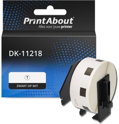 PrintAbout huismerk Etiket DK-11218 Zwart op wit (24 mm) Geschikt voor Brother