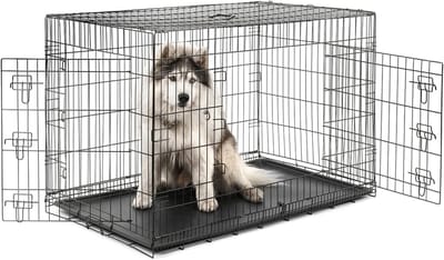 Hondenkooi - Transportbox Dier - Veilig Vervoer - Inclusief Scheidingswand - 122x75x81 cm - Zwart