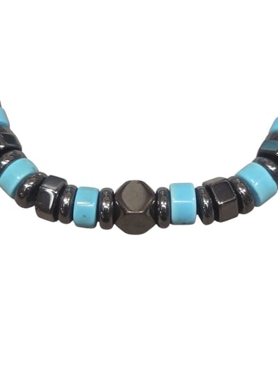 Turkoois met hematiet armband.