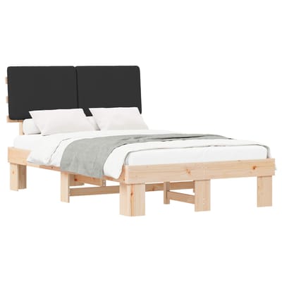 vidaXL - Bedframe - met - Gevoerde - Hoofdbord - Zwart - 120 - x - 200 - cm