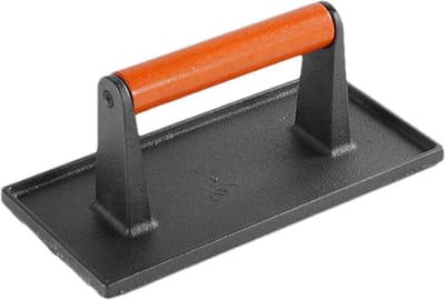 Burgerpers - Vlees Smasher - Perfecte Burgers Maken - Gietijzeren Constructie - 19 x 19 cm - Zwart