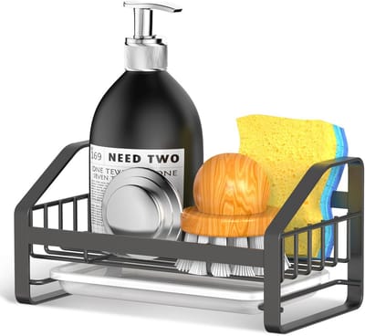 Spoelbak Organizer van Roestvrij staal voor Keuken en Badkamer - Gootsteen Caddy met Verwijderbare Afvoerbak