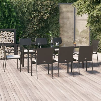 vidaXL - 9-delige - Tuinset - poly - rattan - zwart