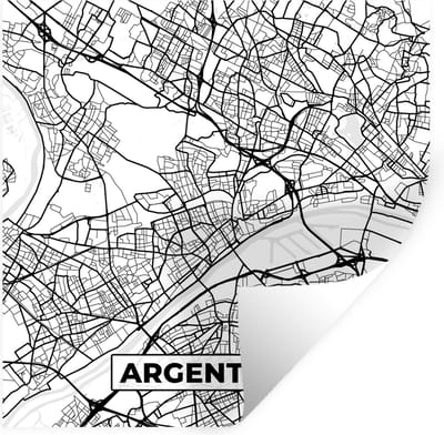 Muurstickers - Sticker Folie - Plattegrond - Argenteuil - Kaart - Frankrijk - Stadskaart - Zwart wit - 100x100 cm - Plakfolie - Muurstickers Kinderkamer - Zelfklevend Behang XXL - Zelfklevend behangpapier - Stickerfolie