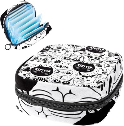 Opbergtas Maandverband - Menstruatiezakje Organizer - Persoonlijke Hygiëne - Zacht en Duurzaam - 12x17x17 cm - Kat Design