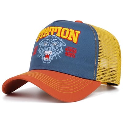 Nouveau Chapeau Hip Hop Tendance Station Tête de Tigre Brodé Casquette de Camionneur Ombrelle de Soleil de Loisirs en Plein Air Casquette de Baseball Unisexe Casquette en Maille gray