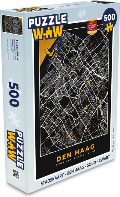 Puzzel Stadskaart - Den Haag - Goud - Zwart - Legpuzzel - Puzzel 500 stukjes - Plattegrond