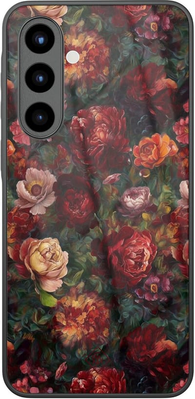 Casimoda® hoesje - Geschikt voor Samsung Galaxy A57 - Floral Garden - Luxe Hard Case Zwart - Backcover telefoonhoesje - Rood