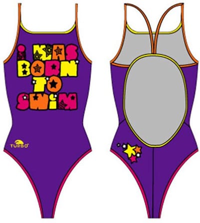 Turbo Was Born To Swim Badpak Met Dunne Bandjes Paars 9-10 Years Meisjes