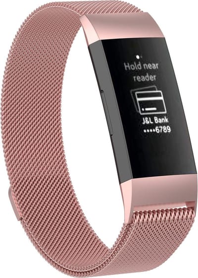 watchbands-shop.nl Milanees bandje - Fitbit Charge 3 - Vintage rose