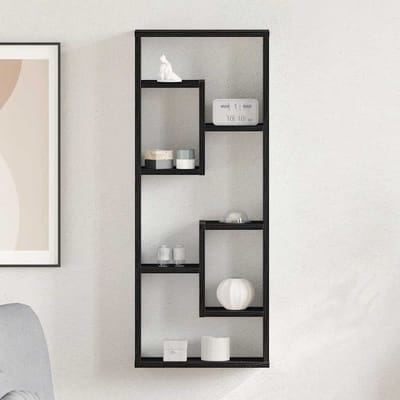 vidaXL - Wandplank - Zwart - Eiken - 36x16x90 - cm - Bewerkt - Hout