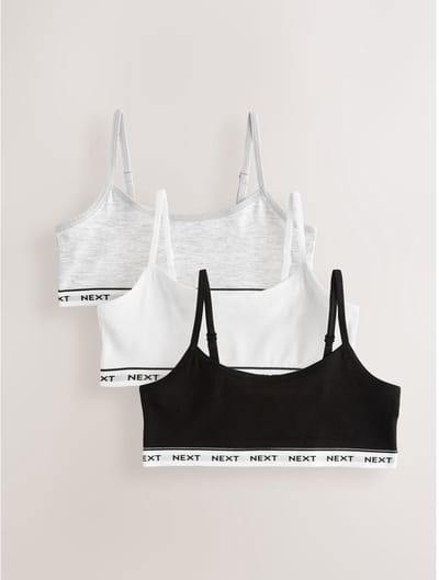 Next - Meisjes - Set van 3 crop tops met bandjes - Zwart