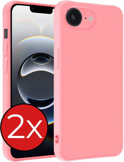Hoesje - 2 Stuks - Geschikt voor Apple iPhone 16e / 17e - Sterk & Shockproof - Telefoonhoes - Back Cover - Case Siliconen - Telefoon Hoes - Lichtroze