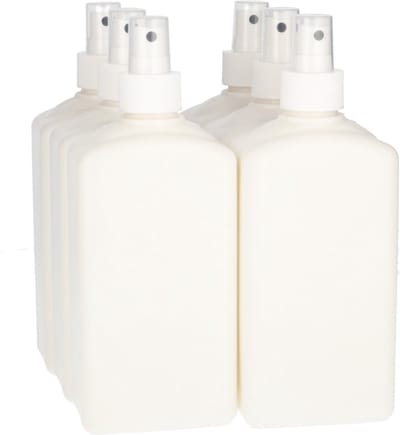 6 x Plastic Fles 500 ml Spraypomp zwart- Gerecycled HDPE Kunststof- Gerecycled HDPE Kunststof - Onbreekbaar - ca. 70% minder Co2 uitstoot door gerecycled materiaal - 6 stuks
