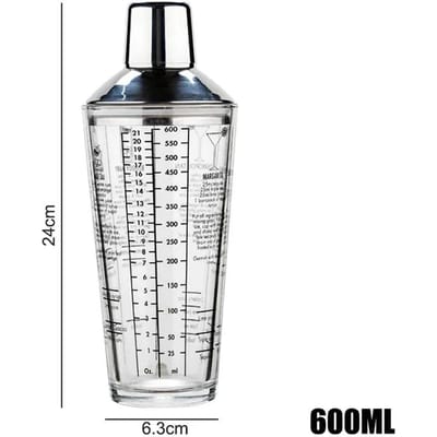 Shaker à cocktail en verre 400/600 ml avec échelle, shaker à main, tasse à thé au lait citronné, couvercle en acier inoxydable, mélangeur de boissons et de vin.