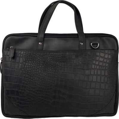 Leren Laptoptas Zwart - Krokoprint - Werktas Dames - Crossbody Tas - Schooltas - Laptoptas 15.6 inch - 15704CP - Arrigo