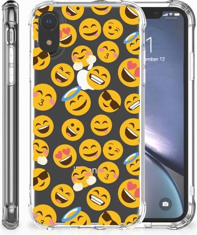 Apple iPhone Xr Doorzichtige Silicone Hoesje Emoji