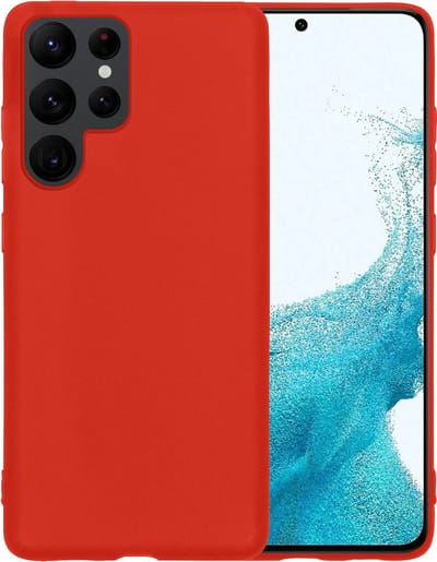 Hoesje - Geschikt voor Samsung Galaxy S22 Ultra - Sterk & Shockproof - Siliconen Case - Hoes Cover - Telefoonhoes - Rood