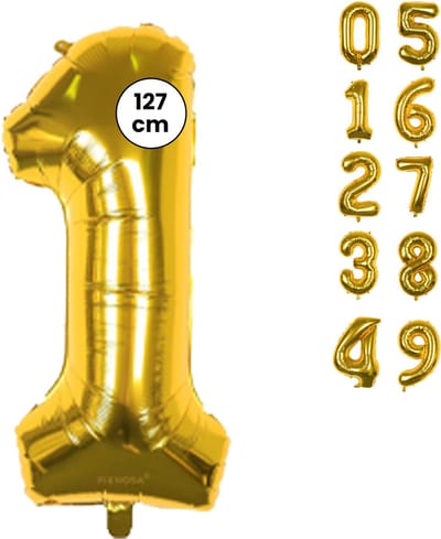 Fienosa Cijfer Ballonnen - Nummer 1 - Goud Kleur - 127 cm - XXL Groot - Helium Ballon - Verjaardag Ballon - Verjaardag Versiering - Leeftijd verjaardag - Verjaardagsballon - Verjaardag