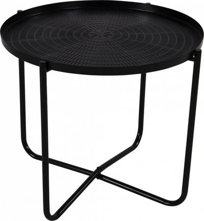 Lesli Living bijzettafel/plantenstandaard/tafel - rond - metaal - zwart - 35 cm