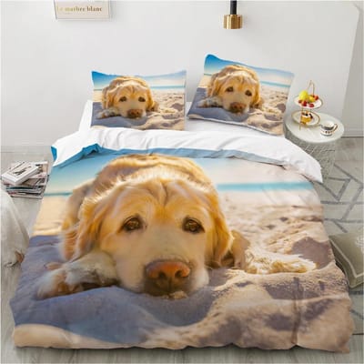Honden Dekbedovertrek Set Dubbel Queen King Size Beddengoed Set Zwart en Wit Rand Herder Zacht Comfortabel 23 stuks Eenpersoons Dekbedovertrek EU SuperKing 260x220