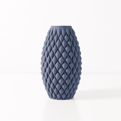 Fleuriek vaas AMELIA - Blauw H30 cm - Slanke designvaas met reliëfpatroon - Moderne decoratie voor tafel of dressoir - Bolvormig patroon