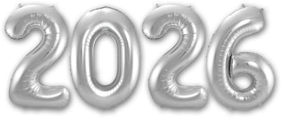 Q2P - 2026 Versiering - Cijfer Ballon - Oud En Nieuw - Decoratie - Zilver - 36 Cm Ballonnen