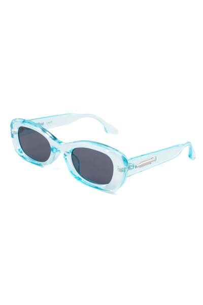 KIMU® Zonnebril Y2K Rond Cat Eye - Blauw Montuur - Donkergrijze Glazen - Dames Kunststof Vintage Smal 90's Smalle Retro Ronde Cateye Influencer Festival