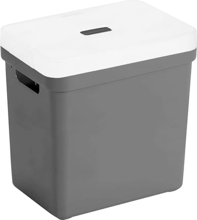 Sunware Opbergboxen met transparante deksel - 1x stuks - kastmanden - antraciet - 25 liter - kunststof - 35 x 25 x 36 cm - Opbergers