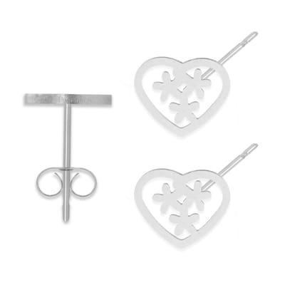 Cadeau Oorbellen met Hartje & Bloemen - Roestvrij Staal - Zilverkleurig - Cadeau Sieraad op Kaartje - Pax Amare