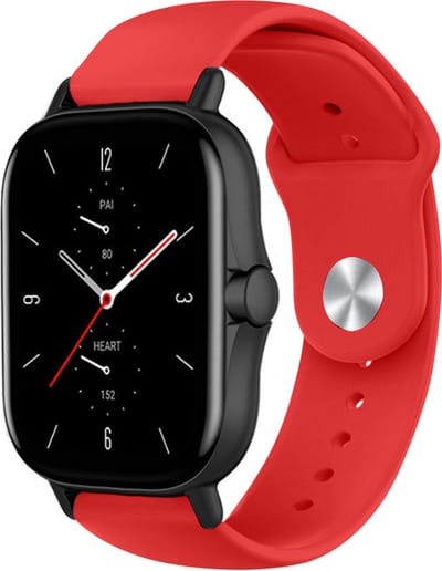 Strap-it Siliconen sport bandje - geschikt voor Xiaomi Amazfit GTS 1-2-3-4 - Mini / Amazfit Bip / Bip S / Bip Lite / Bip U Pro / Bip 3 / Amazfit GTR 42mm - rood