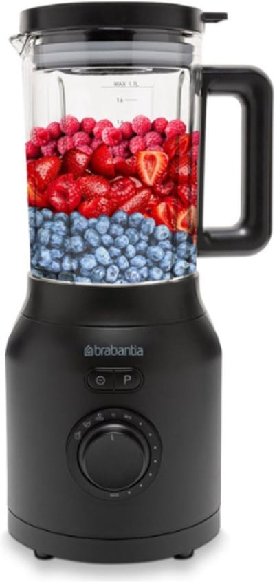 Brabantia Blender - 1200W - 1.7L - Smoothie Maker - Glas - IJscrusher - 9 Snelheden - Zwart