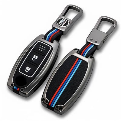 Autosleutel Hoesje geschikt voor Nissan - Sleutelcover - Metalen Sleutelhoes - Accessoires - grijs