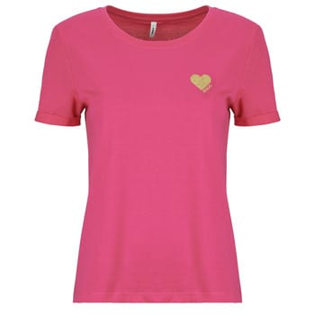 Only T-shirt Onlkita S/s Top Noos 15244714 Pink Yarrow/gold Glitter Dames Maat - S