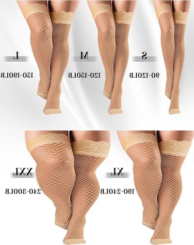 4 Paar Dames Halterloze Visnet Kousen, Kanten Kousen, Dikke Dijen Kousen voor Elegante Outfits