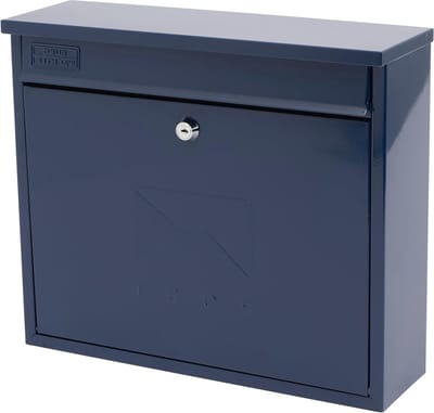 Midnight Blue Elegance Wall Mounted Galvanized Steel Lockable Weatherproof Mailbox - 36x31x10cm - Large Capacity