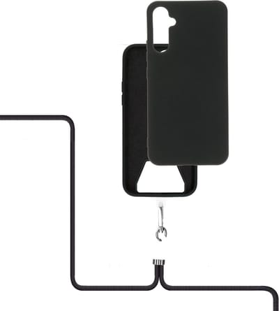 Mobiparts Siliconen hoesje met koord voor de Samsung Galaxy A34 Zwart